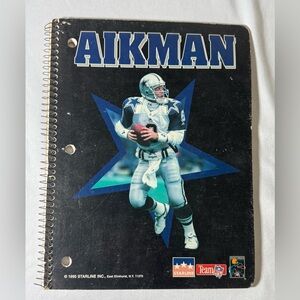 VINTAGE TROY AIKMAN DALLAS COWBOYS NOTEBOOK.‎ USA MADE 1995 STARLINE TEAM NFL